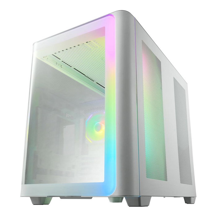 FSP M580-WA Caja Midi Tower ATX Blanco ARGB Vidrio Templado SPCC 7 Ranuras 3 Ventiladores 120mm