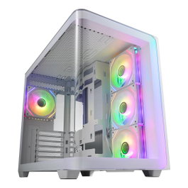 FSP M580-WA Caja Midi Tower ATX Blanco ARGB Vidrio Templado SPCC 7 Ranuras 3 Ventiladores 120mm