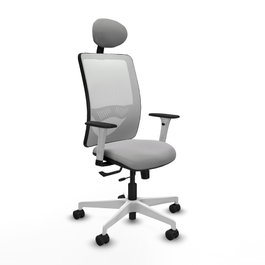 PIQUERAS Y CRESPO Silla de oficina Zulema con mecanismo Sincro/Traslack, Gris claro y Blanco