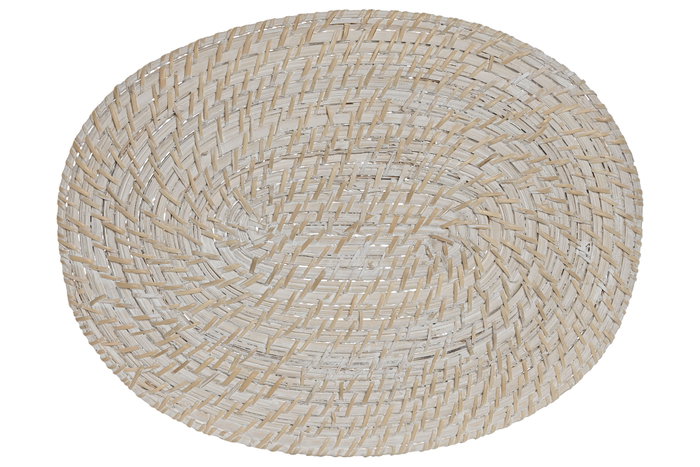 DKD Home Decor Individual de Bambú y Ratán Blanco 40x30x1 cm