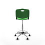 Taburete Robledo con mecanismo Giratorio de PVC color Verde. Equipado con Base cromada, Sin brazos y Ruedas autofrenantes