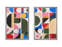 Giftdecor Cuadro Abstracto Color Surtidos 50 x 70 cm con Marco Negro de Madera MDF Canvas (Set de 4)