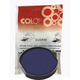 Colop E/R30 Blister 2 Almohadillas para Sello, Tinta Permanente Azul, 107386
