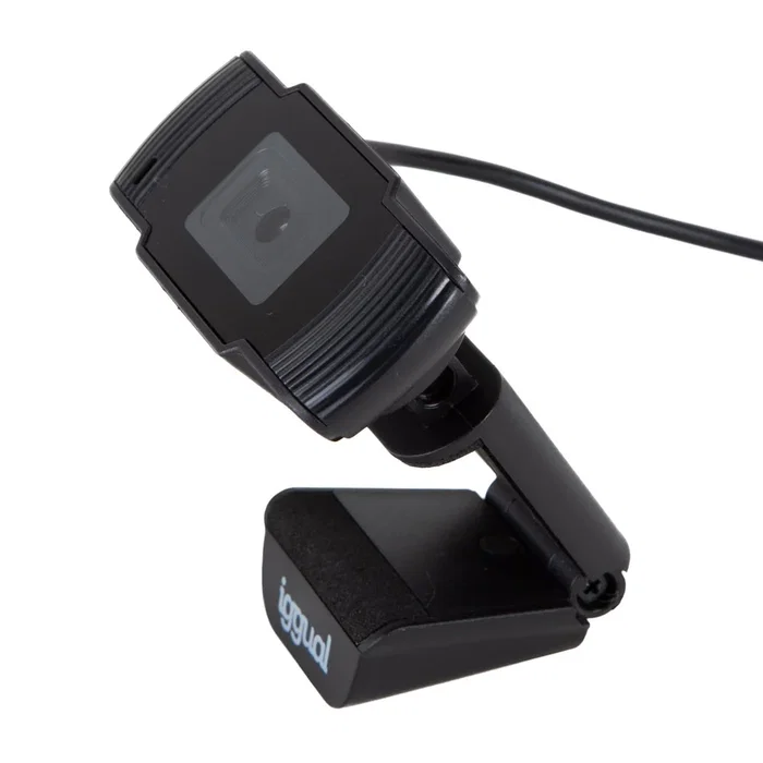 Iggual Webcam IGG318980 USB HD 720p 1280x720, Micrófono Integrado, 90°, Plug & Play, Negro, Compatible con Windows, macOS, Linux, Android