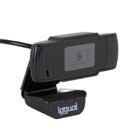 Iggual Webcam IGG318980 USB HD 720p 1280x720, Micrófono Integrado, 90°, Plug & Play, Negro, Compatible con Windows, macOS, Linux, Android