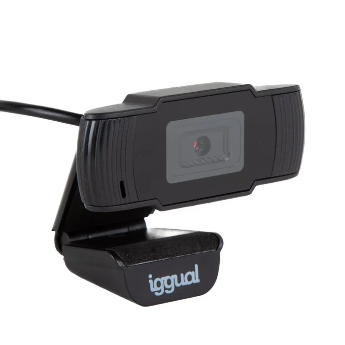 Iggual Webcam IGG318980 USB HD 720p 1280x720, Micrófono Integrado, 90°, Plug & Play, Negro, Compatible con Windows, macOS, Linux, Android