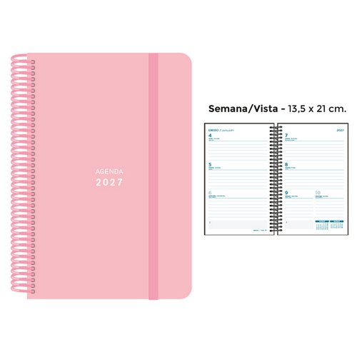 Senfort Agenda Anual 2027 Pastel Espiral Rosa Senfort Agenda Anual 2027 Pastel Espiral Rosa