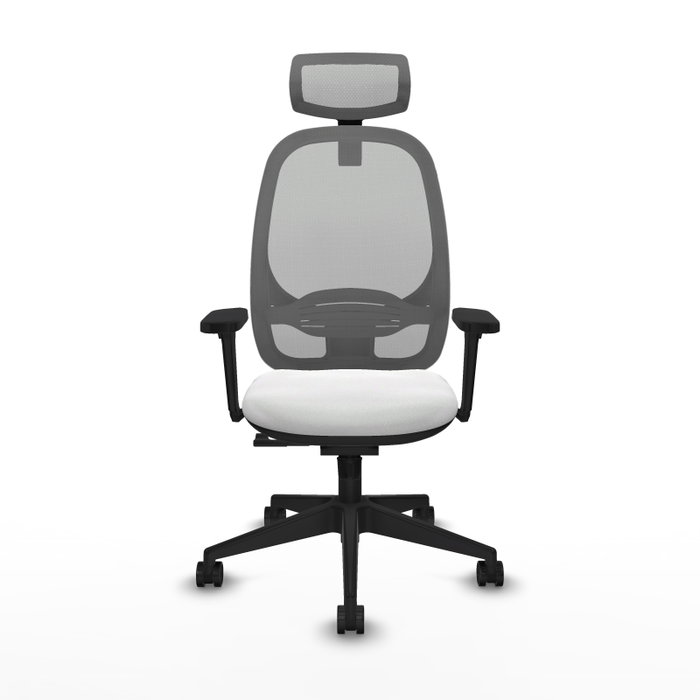 PIQUERAS Y CRESPO Silla de oficina Cilanco con mecanismo Sincro, Tela Blanca y Malla Gris