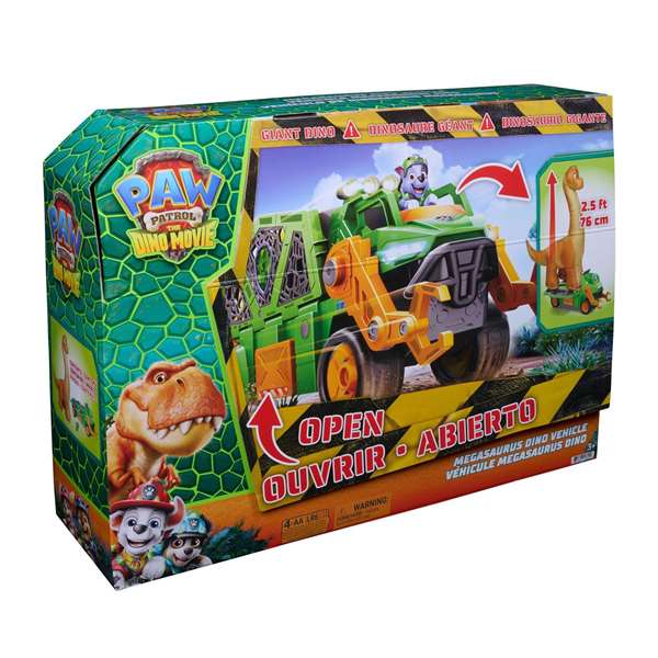 Spin Master Vehículo Paw Patrol Megasaurus Dino Movie con Dinosaurio Inflable de 76 cm