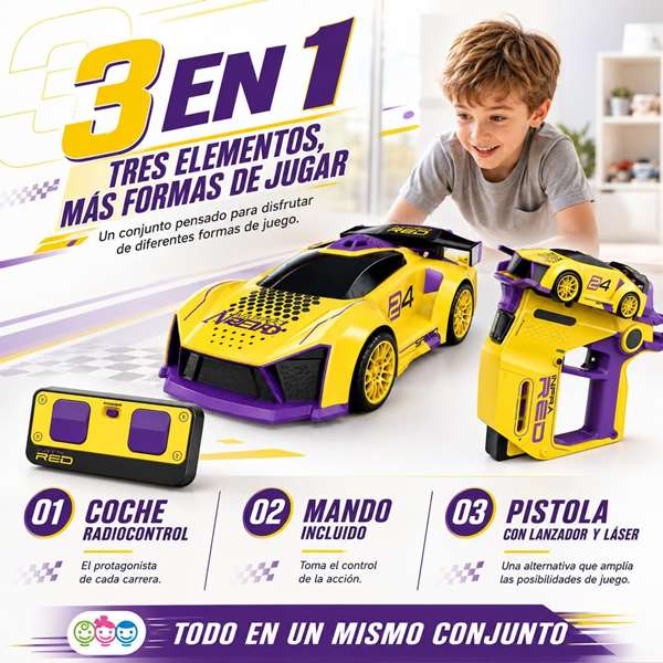 Jugatoys - atodavelocidad Coche radio control y lanzador con láser Jugatoys - atodavelocidad Coche radio control y lanzador con láser