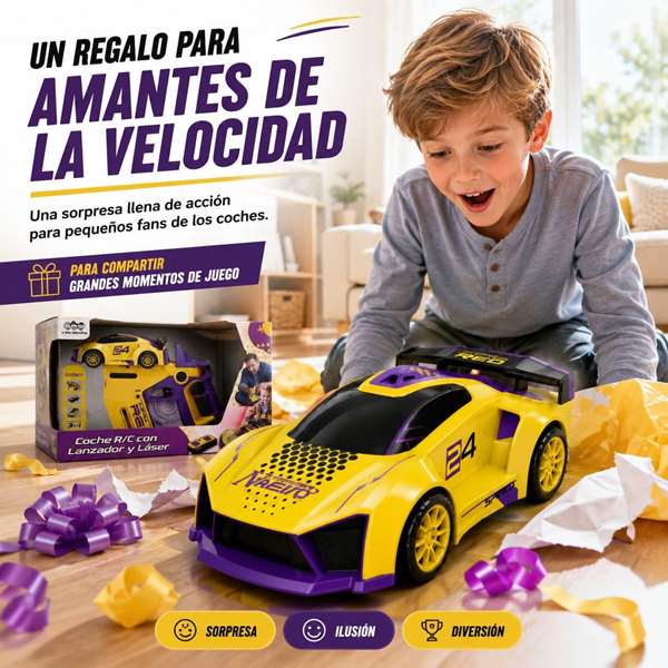 Jugatoys - atodavelocidad Coche radio control y lanzador con láser Jugatoys - atodavelocidad Coche radio control y lanzador con láser