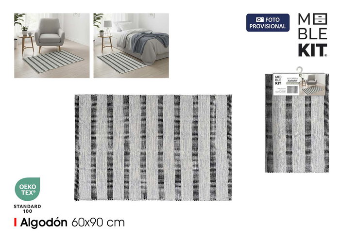 Moblekit Alfombra de Algodón Gris 60x90 cm Moblekit Alfombra de Algodón Gris 60x90 cm