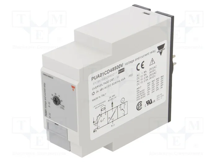 CARLO GAVAZZI PUA01CD48500V Relé de monitorización de tensión 24-48VAC/VDC CARLO GAVAZZI PUA01CD48500V Relé de monitorización de tensión 24-48VAC/VDC