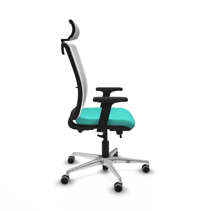 PIQUERAS Y CRESPO Silla de oficina Haches con mecanismo Sincro/Traslack, Turquesa y Blanco