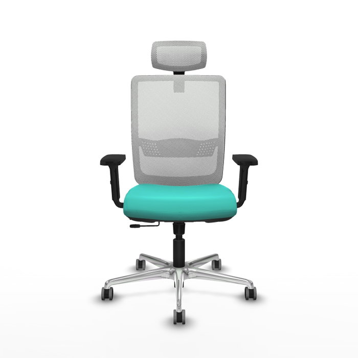 PIQUERAS Y CRESPO Silla de oficina Haches con mecanismo Sincro/Traslack, Turquesa y Blanco