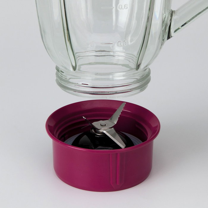 Jata Hogar Batidora de vaso de cristal 1300 W, 1,5 L, jarra desmontable, pica hielo, blanca-violeta