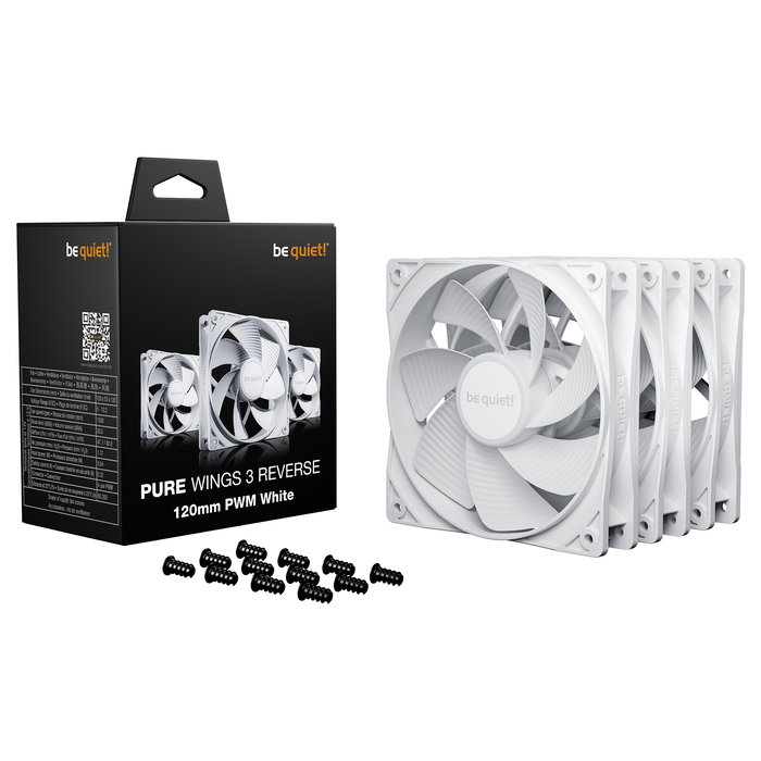 Be Quiet! Pure Wings 3 120mm PWM Reverse Ventilador PC Blanco Triple-Pack, 80 m³/h, 1500 RPM