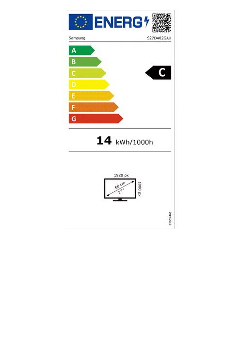 Samsung Monitor LED S27D402GAU 68.6 cm / 27" Full HD IPS 1920x1080 5ms 100Hz 250cd/m² Negro