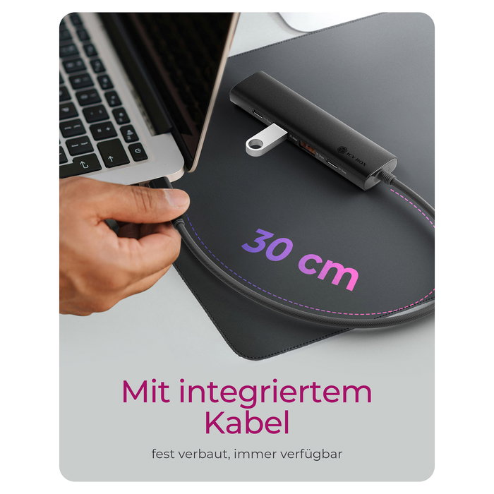 ICY BOX Hub USB 3.2 Gen 2 IB-Hub1437-CPD con 2 USB-A y 2 USB-C, 100W Power Delivery, Negro