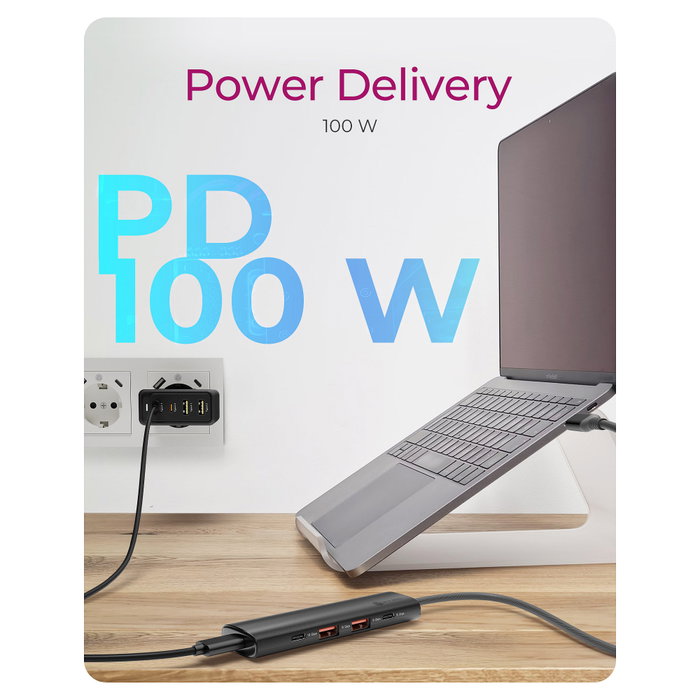 ICY BOX IB-HUB1437-CPD Hub de Escritorio 4 Puertos USB 3.2 Gen 2 con Power Delivery 100 W