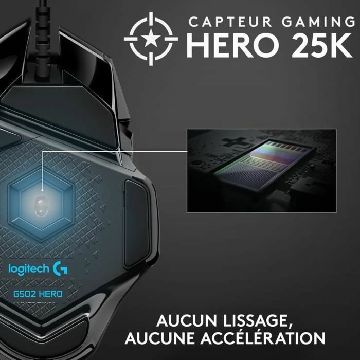 Logitech G502 HERO Ratón Gaming Negro