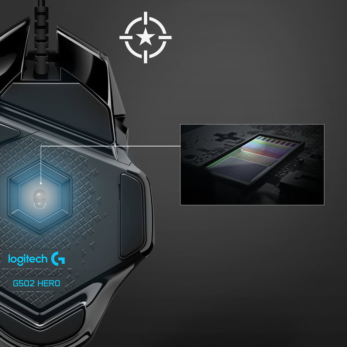 Logitech G502 HERO Ratón Gaming Negro