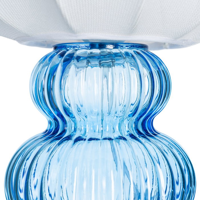 Lámpara Mesa Azul Cristal-Tejido 21 X 21 X 25,50 cm