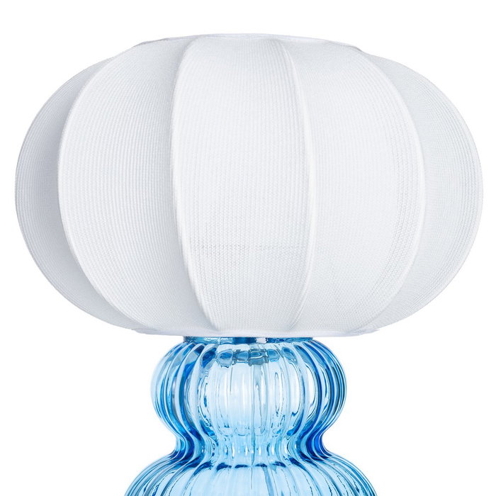 Lámpara Mesa Azul Cristal-Tejido 21 X 21 X 25,50 cm