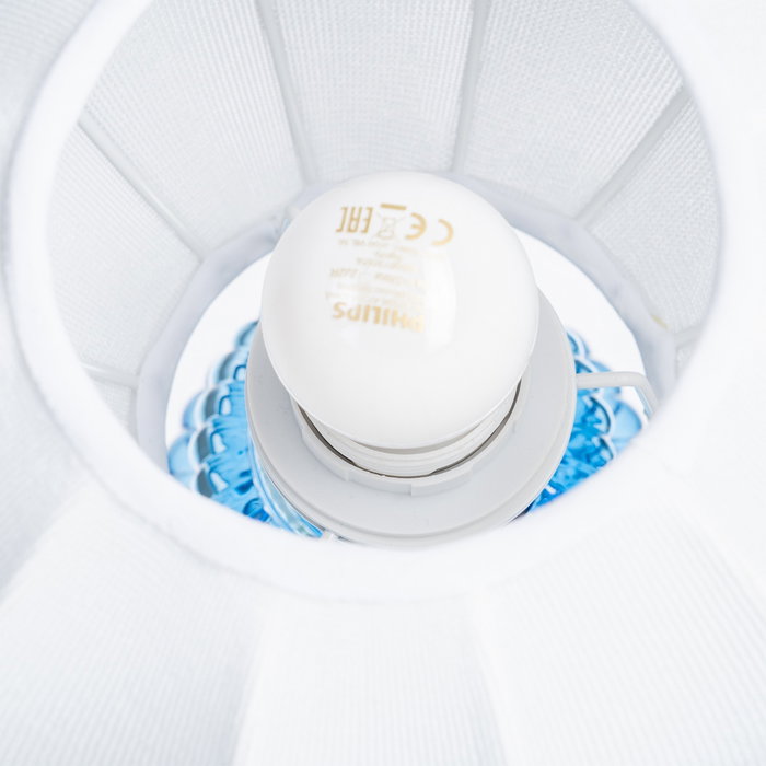 Lámpara Mesa Azul Cristal-Tejido 21 X 21 X 25,50 cm