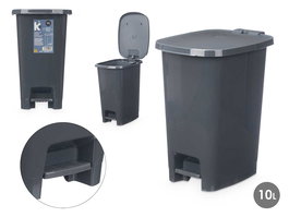 Arte Regal Papelera 10L con Pedal Antracita 21.5x28.5x34 cm Plástico (Set de 8)