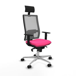 PIQUERAS Y CRESPO Silla de oficina Horna Rosa y Gris con mecanismo Sincro