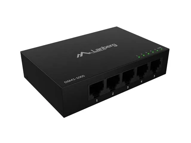 Lanberg DSM1-1005 Switch de 5 puertos 1Gb/s Gigabit Ethernet con carcasa metálica