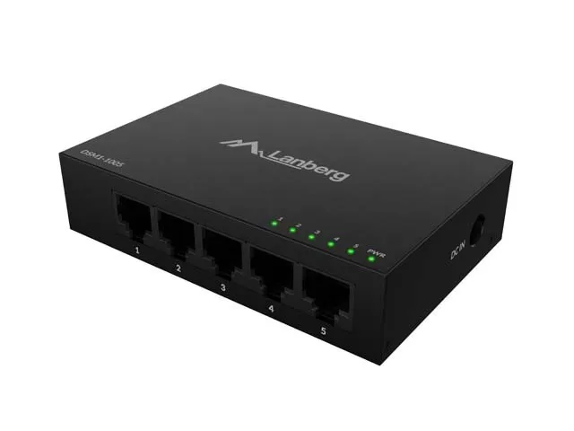 Lanberg DSM1-1005 Switch de 5 puertos 1Gb/s Gigabit Ethernet con carcasa metálica