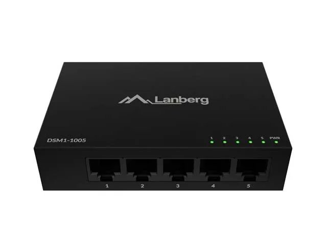 Lanberg DSM1-1005 Switch de 5 puertos 1Gb/s Gigabit Ethernet con carcasa metálica