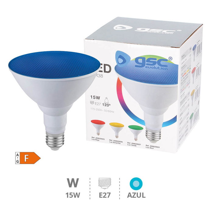 GSC Evolution Bombilla LED PAR38 15W E27 Azul IP65