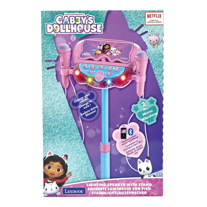 LEXIBOOK Micrófono Karaoke Soporte Ajustable La Casa de Muñecas de Gabby