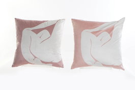 DKD Home Decor Cojin Scandi Lila Blanco 5 x 45 x 45 cm (4 Unidades)