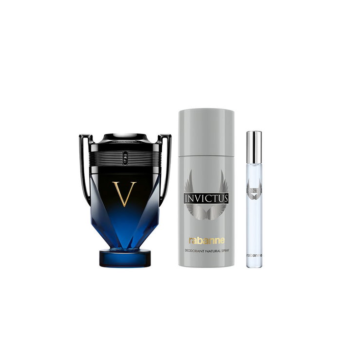 Paco Rabanne Invictus Victory Elixir Parfum Intense Set de 3 piezas Paco Rabanne Invictus Victory Elixir Parfum Intense Set de 3 piezas