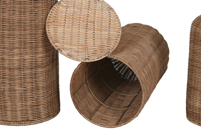 DKD Home Decor Set de 3 Jarrones de Ratán y Metal Natural