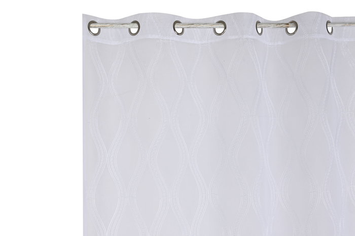 DKD Home Decor White23 Cortina 260 x 140 cm Blanco Poliéster Bordada Anillas
