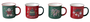 DKD Home Decor Set de 4 Tazas de Porcelana Navidad Tradicional Verde y Rojo, 365ml