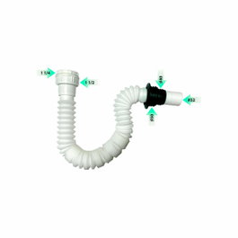 Verhal Sifón flexible multi con entrada 1 1/4''/1 1/2'' y salida ø32 con adaptador ø40/ø50