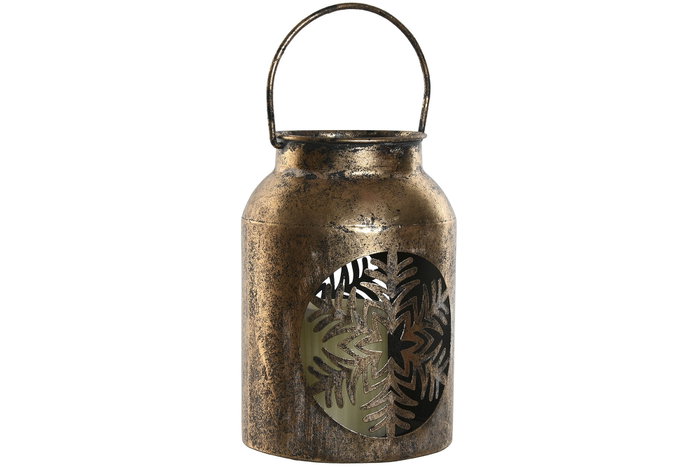 DKD Home Decor Portavelas Metal Dorado Envejecido 16x16x23,5 cm