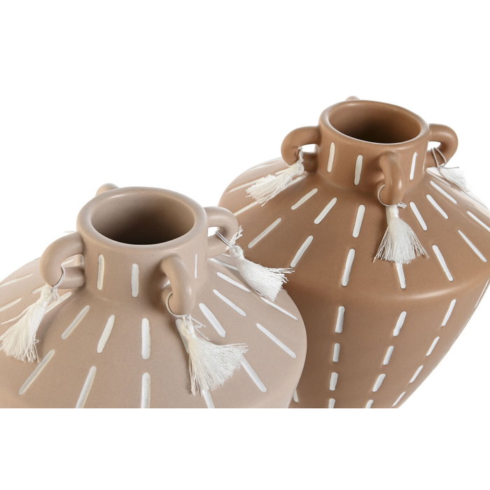 DKD Home Decor Jarrón de Cerámica Flecos Surtido de 2 Unidades