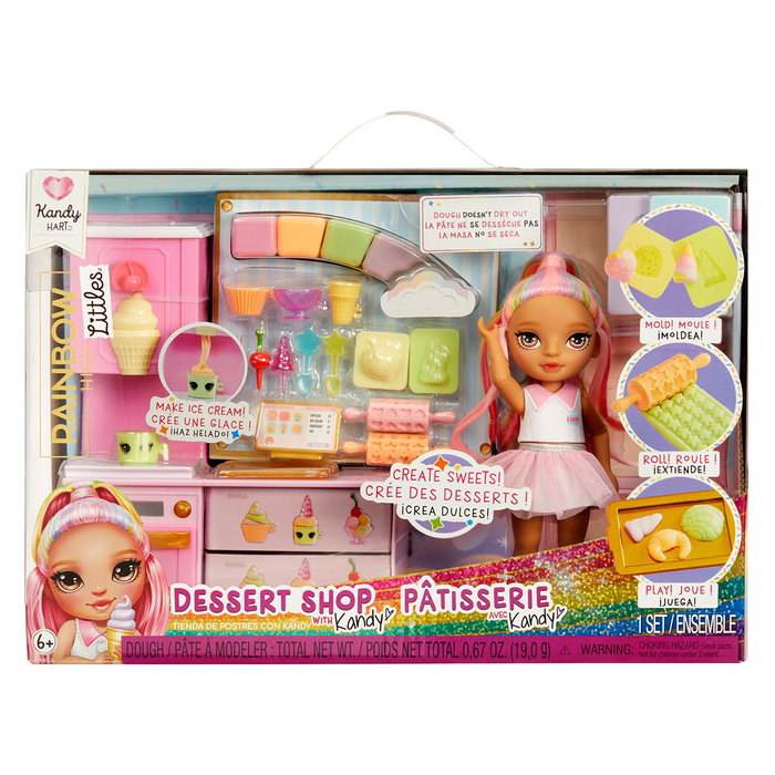 MGA Rainbow High Playset Dessert Shop con Muñeca Kandy 522058 - Juguete Creativo para Niñas +6 años