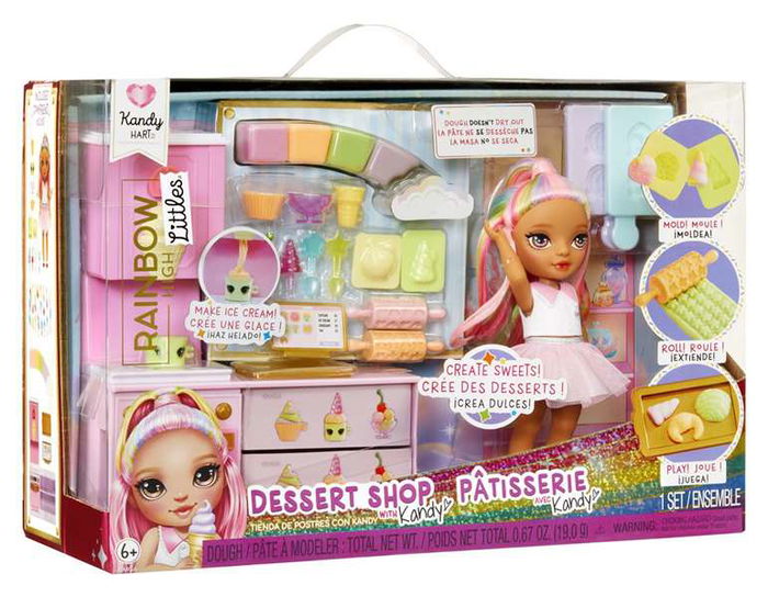 MGA Rainbow High Little Dessert Set de Juego Tienda de Dulces con Kit de Pastelería y Muñeca Exclusiva 20,3x29,20x13,46 cm