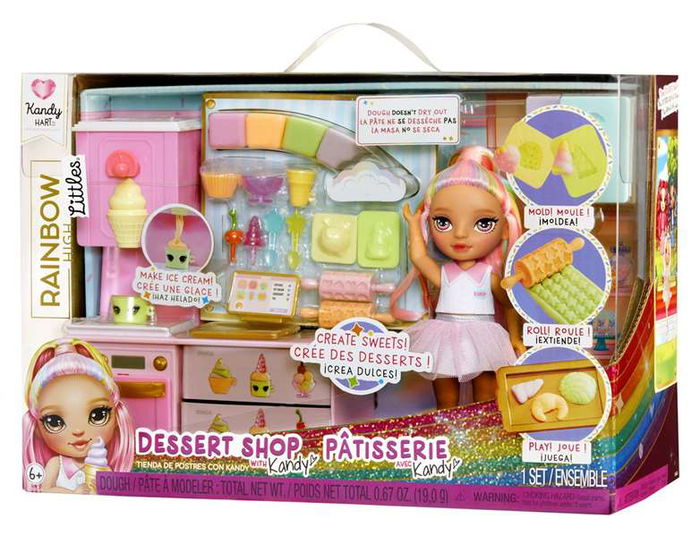 MGA Rainbow High Little Dessert Set de Juego Tienda de Dulces con Kit de Pastelería y Muñeca Exclusiva 20,3x29,20x13,46 cm