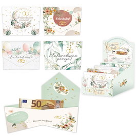 Arguval Billetero de Felicitación con Cierre para Bodas - 11 x 8.5 cm - Diseños Surtidos