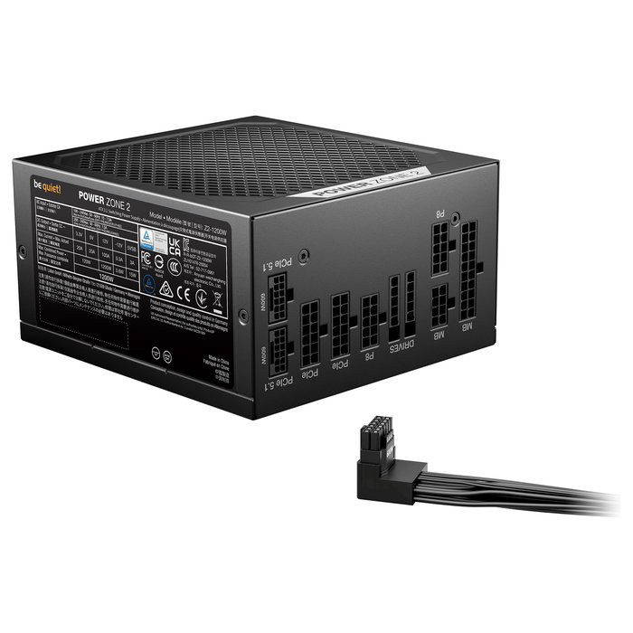 Be Quiet! Power Zone 2 1200W Fuente de Alimentacion ATX 3.1 80 Plus Platinum Certificada, Modulable Totalmente, Color Negro, 1 Ventilador de 14 cm, Ruido 25.5 dB