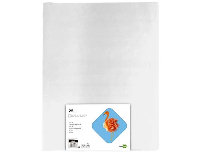 Liderpapel Papel Seda Blanco 52x76 cm 18 gr Paquete 25 Hojas